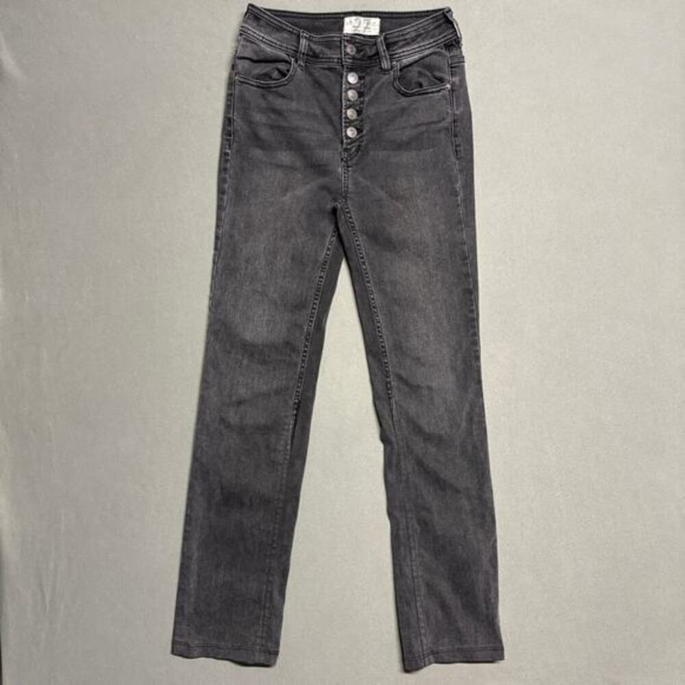 We The Free (Free People) Washed Black High-Rise Button Fly Jeans 27